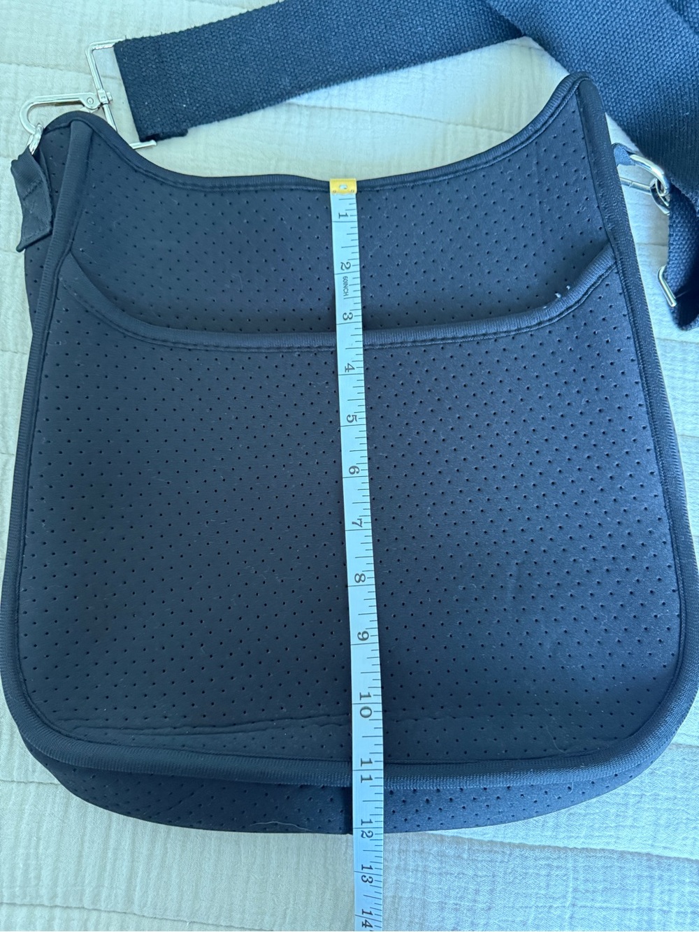 Black Messenger Bag with Pink & White Center Stripes - Picture 5 of 5